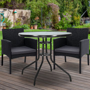 3 Piece Wicker Outdoor Bistro Set - Black - Homecoze