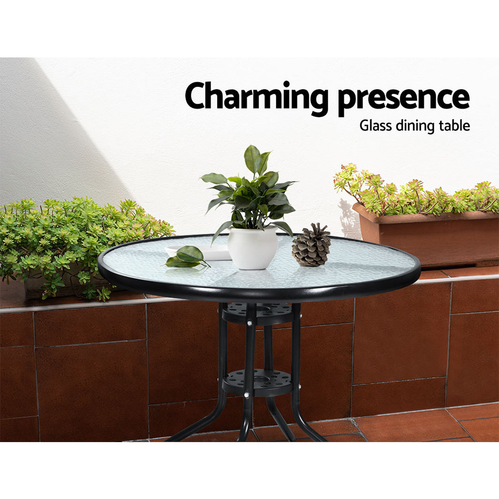 3 Piece Wicker Outdoor Bistro Set - Black - Homecoze