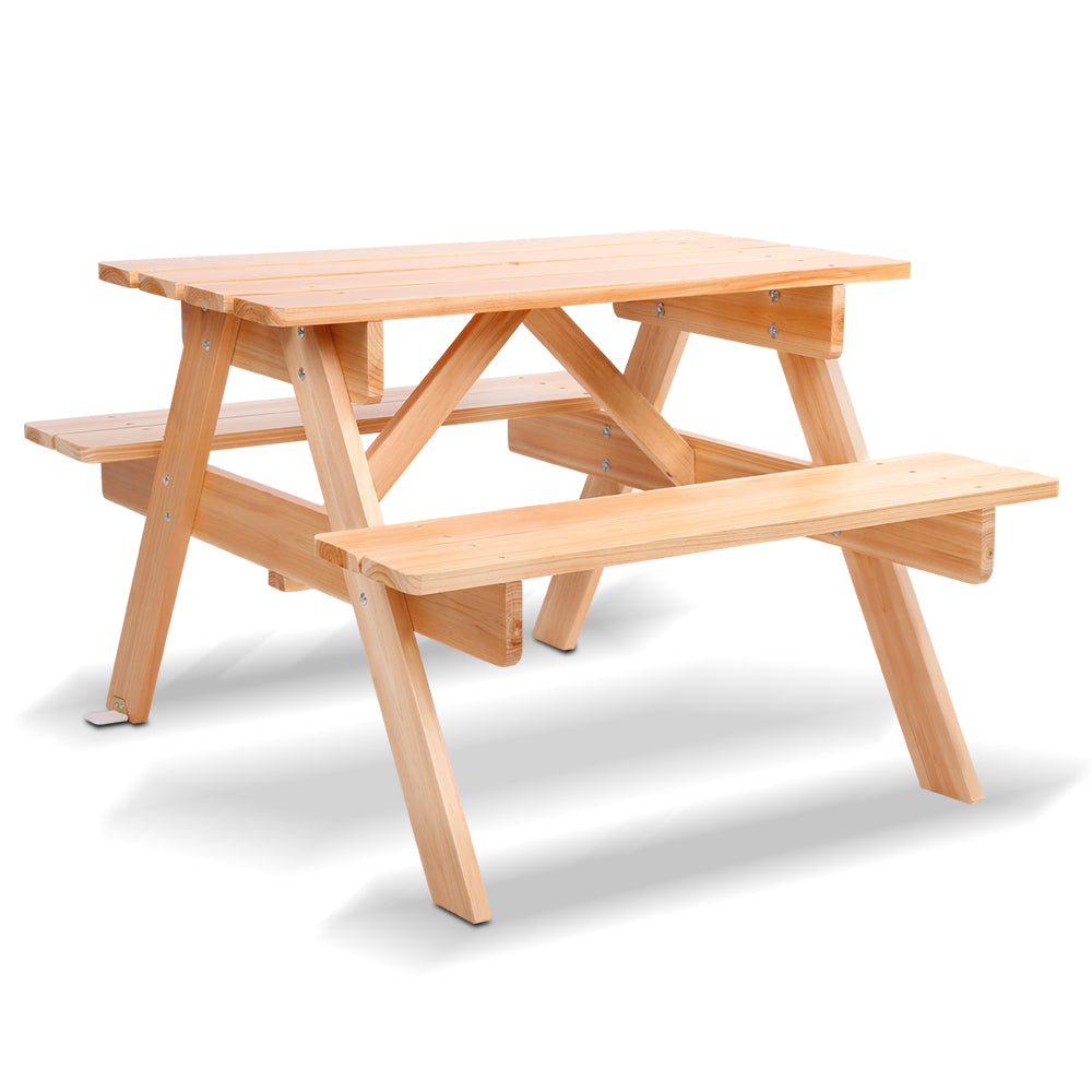 Kids Mini Wooden Picnic Table Bench Set - Natural - Homecoze