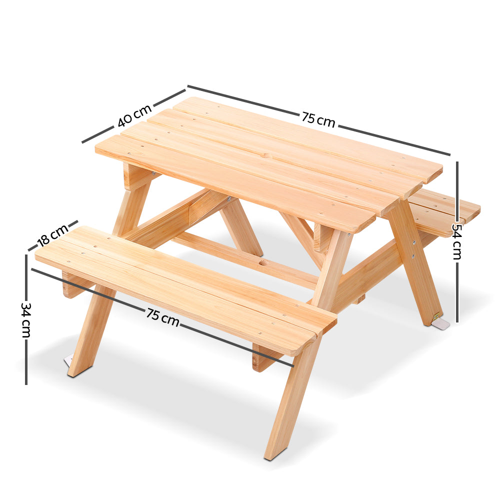 Kids Mini Wooden Picnic Table Bench Set - Natural