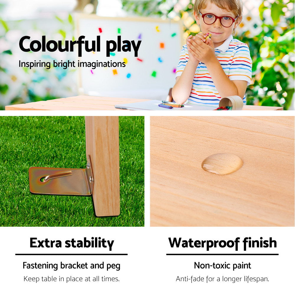 Kids Mini Wooden Picnic Table Bench Set - Natural - Homecoze