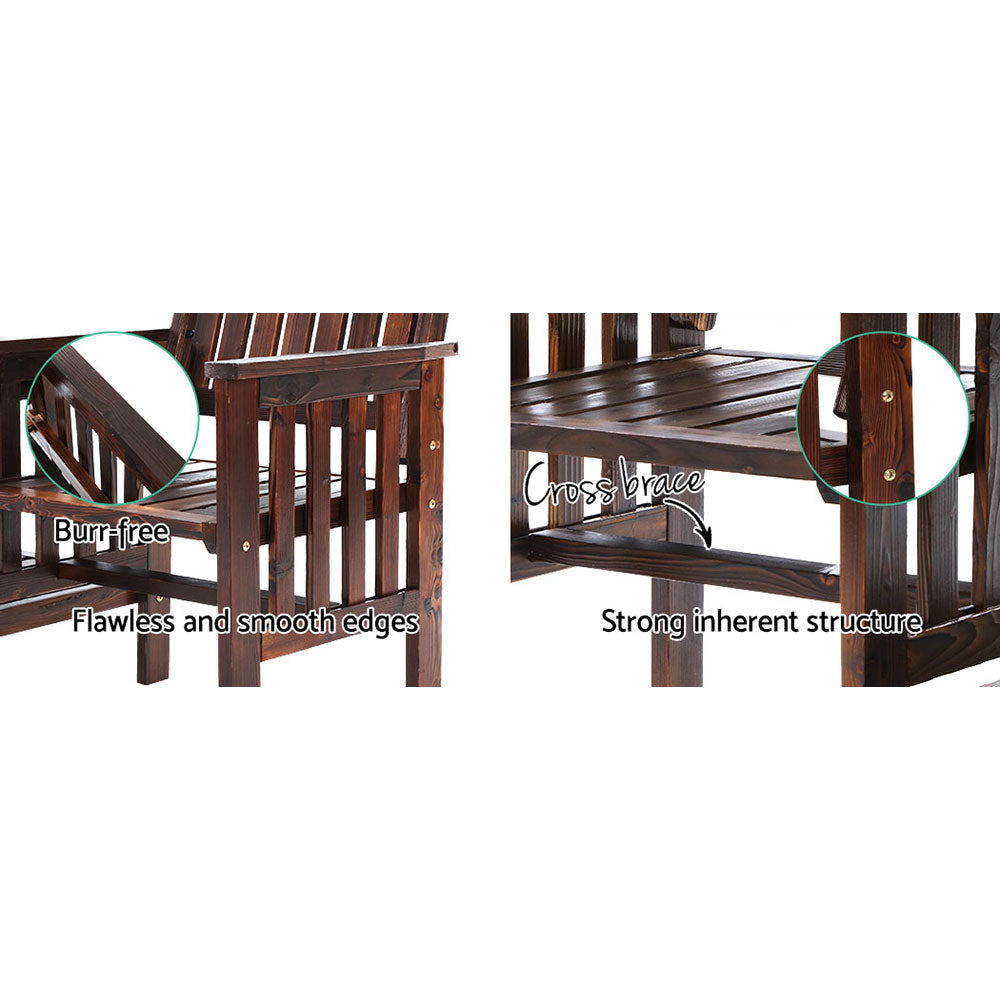 2-Seater Wooden Loveseat Patio Set - Dark Brown - Homecoze