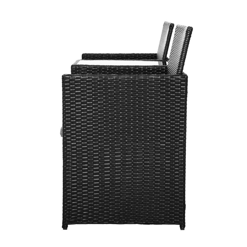 Wicker Outdoor Patio Loveseat Set - Black - Homecoze