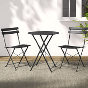 3PC Chic Outdoor Table & Chair Folding Bistro Patio Setting - Black Homecoze