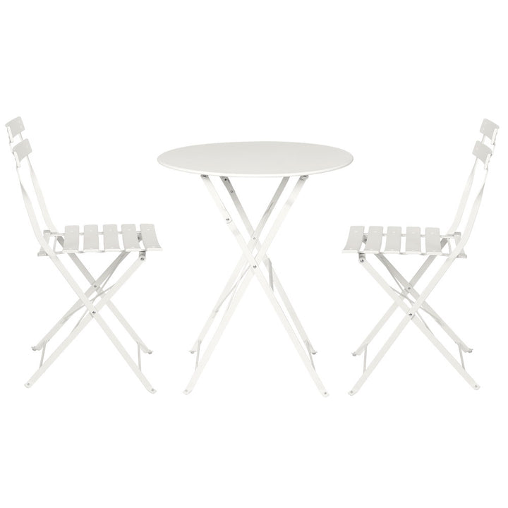 3PC Chic Outdoor Table & Chair Folding Bistro Patio Setting - White Homecoze