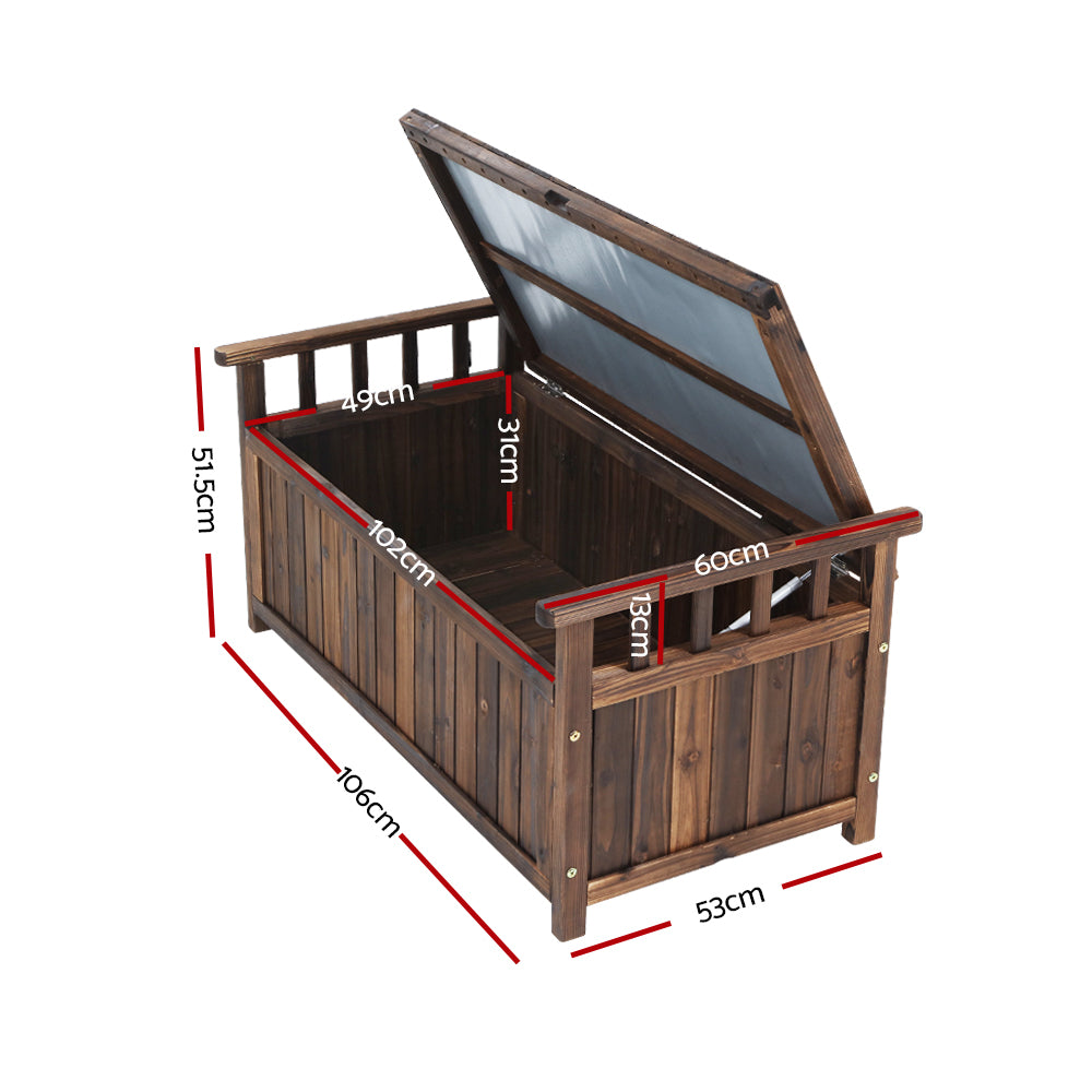 160L Outdoor Wooden Storage Box Garden Bench - Charcoal Brown - Homecoze
