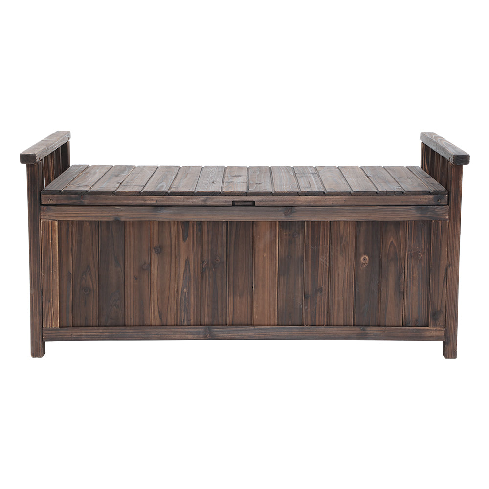 160L Outdoor Wooden Storage Box Garden Bench - Charcoal Brown - Homecoze