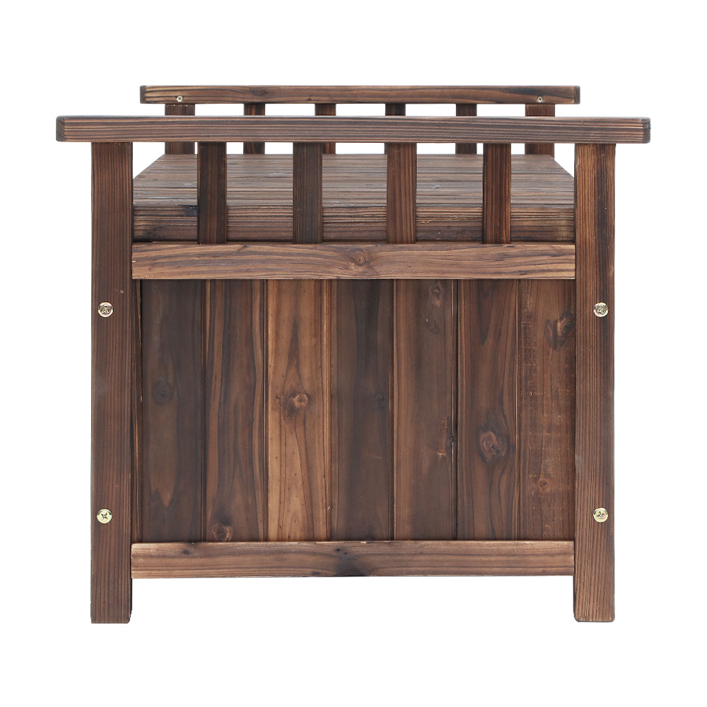 160L Outdoor Wooden Storage Box Garden Bench - Charcoal Brown - Homecoze