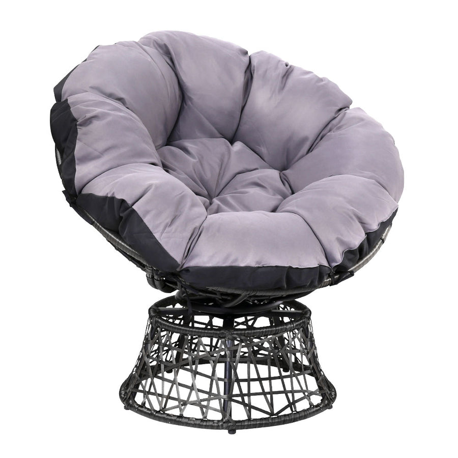 Outdoor Papasan Chairs Lounge Setting Patio Furniture Wicker Black Homecoze