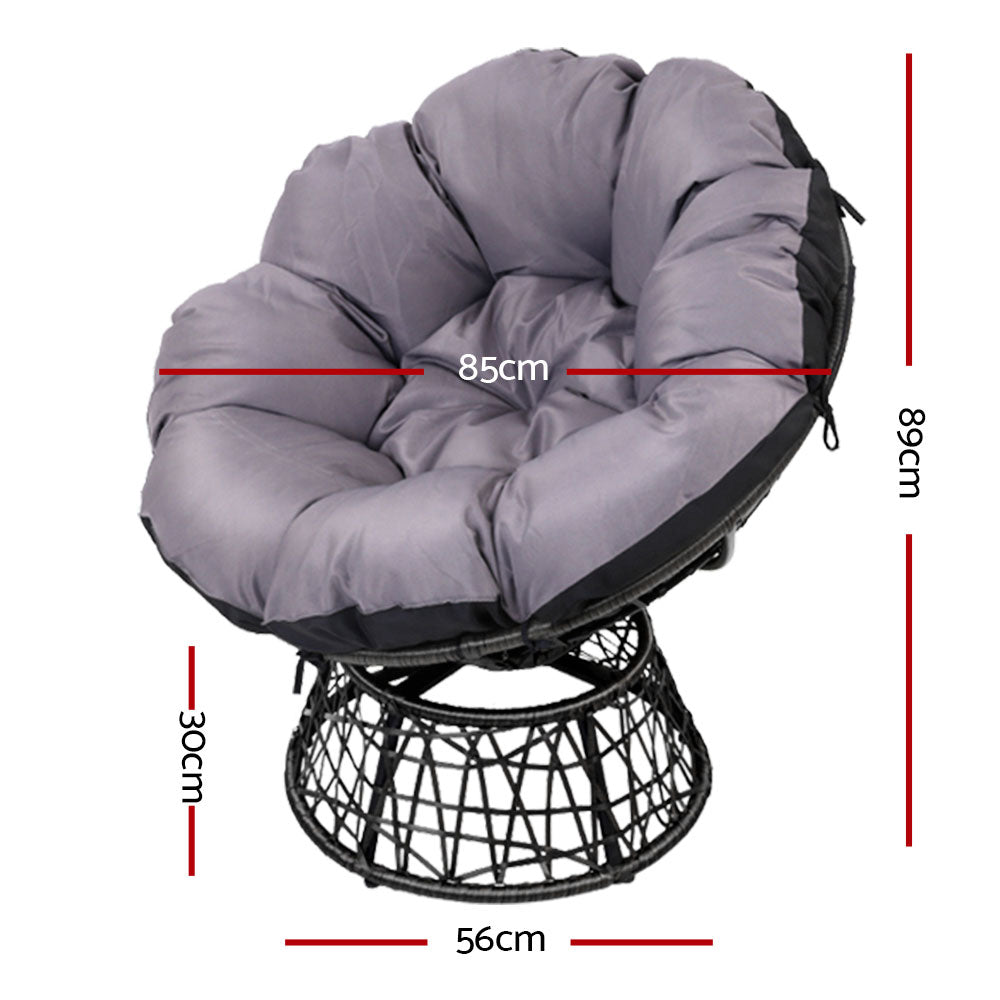 Outdoor Papasan Chairs Lounge Setting Patio Furniture Wicker Black - Homecoze