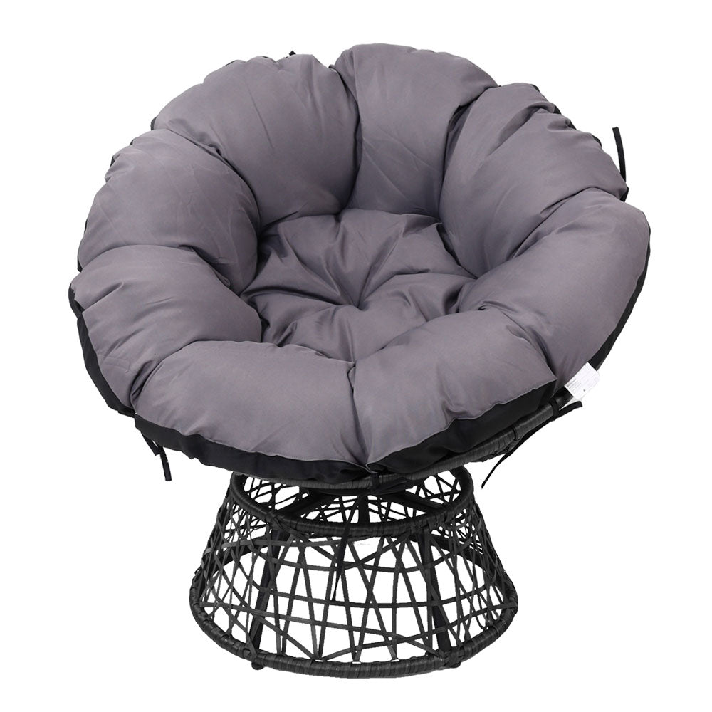 Outdoor Papasan Chairs Lounge Setting Patio Furniture Wicker Black - Homecoze