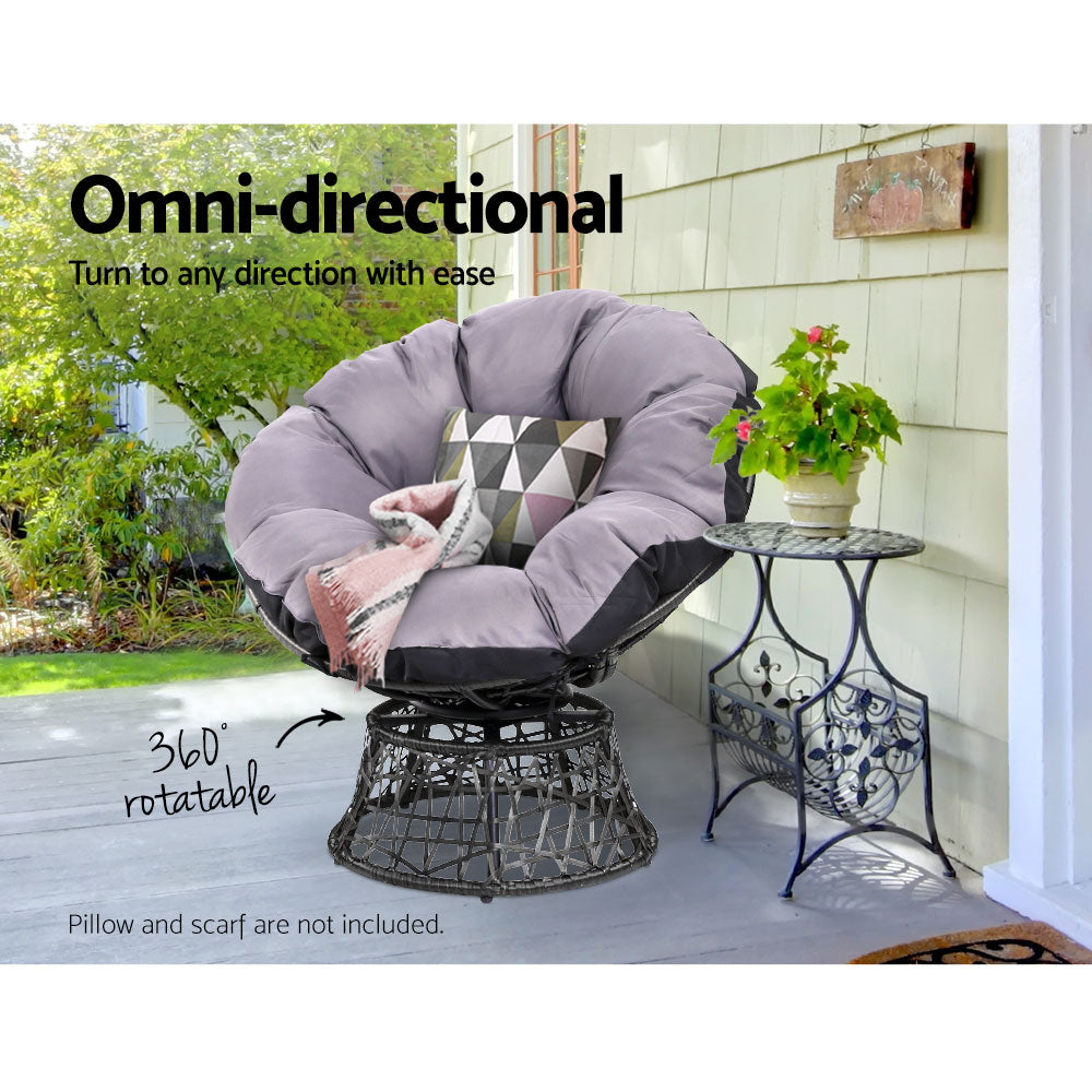 Outdoor Papasan Chairs Lounge Setting Patio Furniture Wicker Black - Homecoze