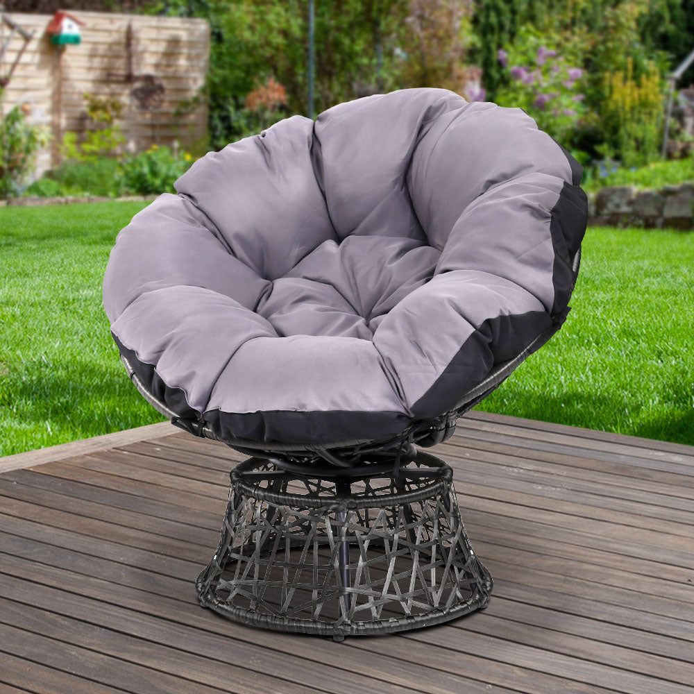 Outdoor Papasan Chairs Lounge Setting Patio Furniture Wicker Black Homecoze