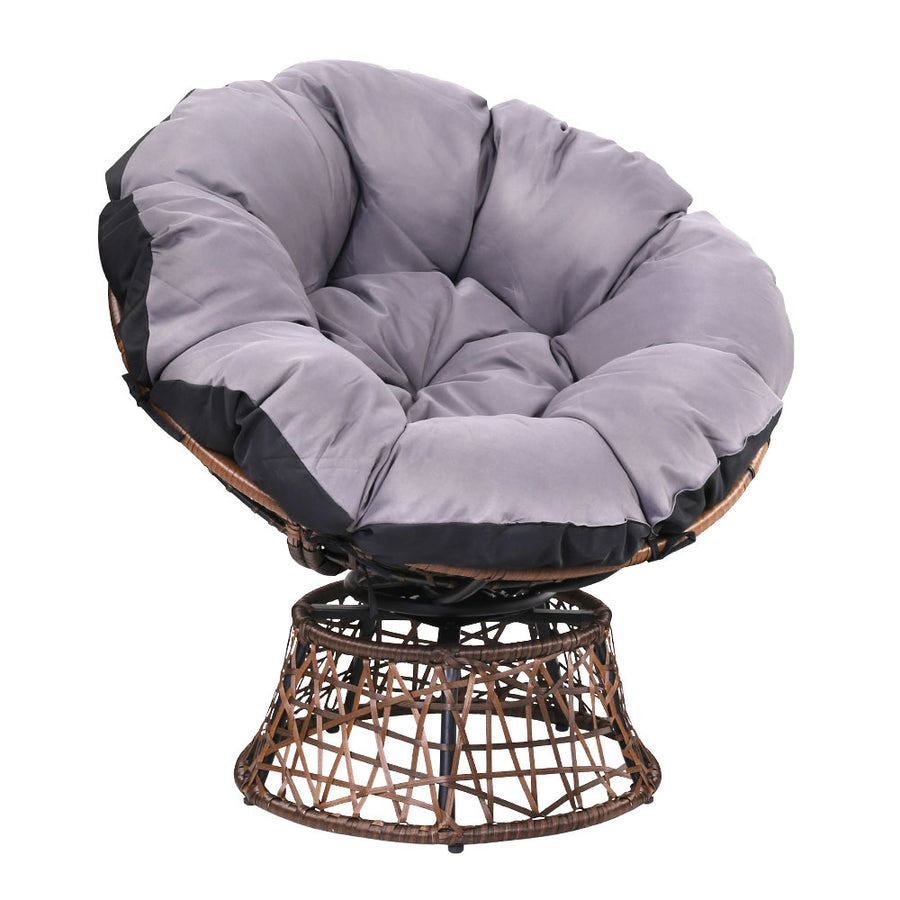 Outdoor Papasan Chairs Lounge Setting Patio Furniture Wicker Brown Homecoze
