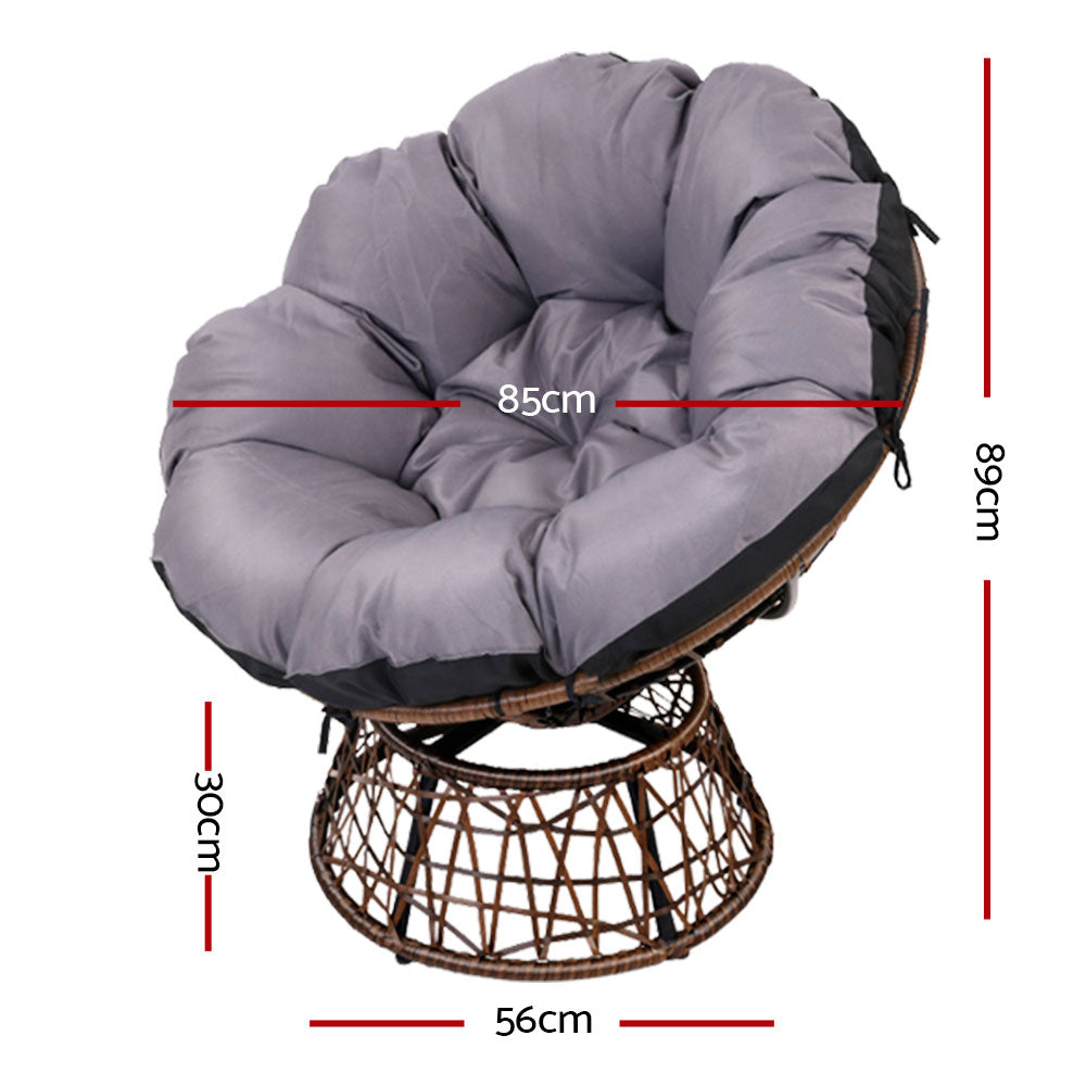 Outdoor Papasan Chairs Lounge Setting Patio Furniture Wicker Brown - Homecoze