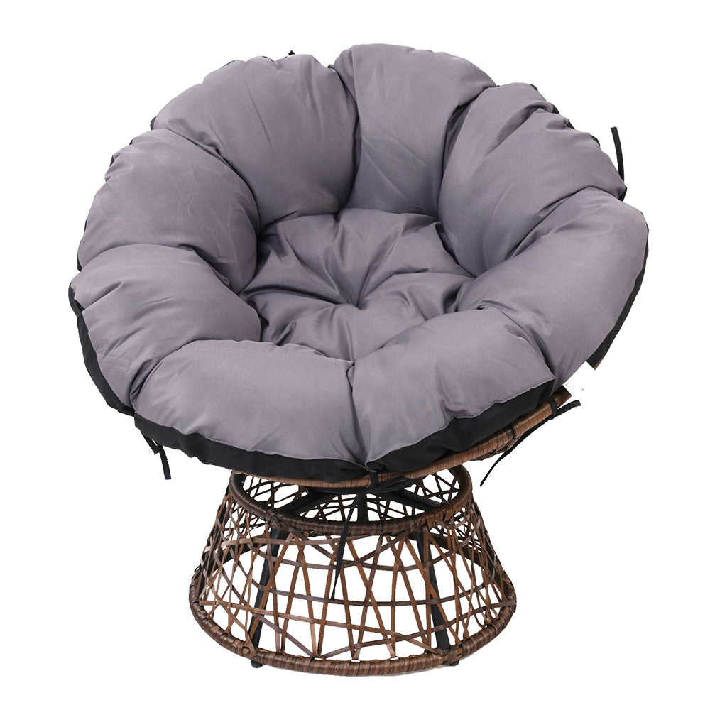 Outdoor Papasan Chairs Lounge Setting Patio Furniture Wicker Brown - Homecoze