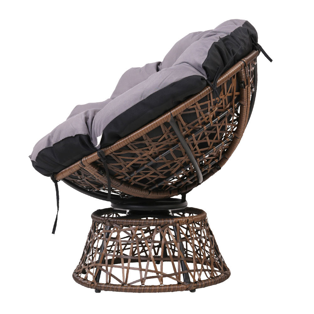 Outdoor Papasan Chairs Lounge Setting Patio Furniture Wicker Brown - Homecoze