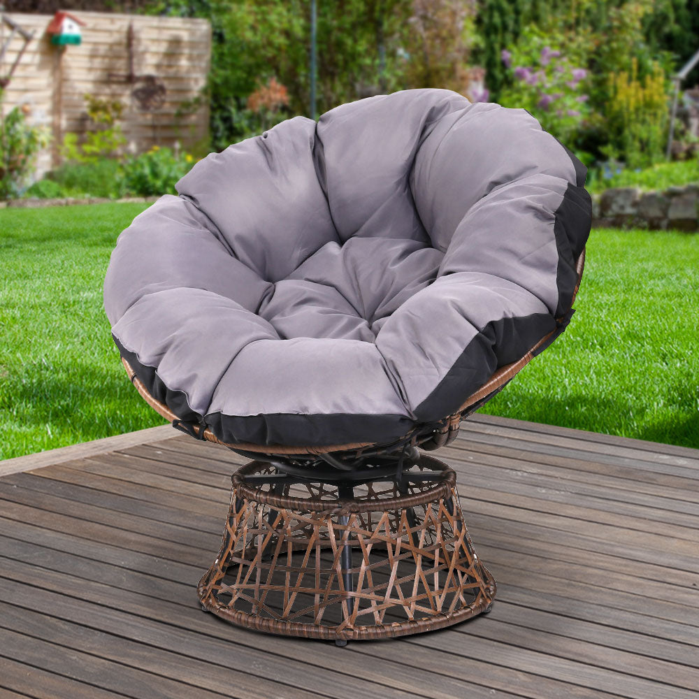 Outdoor Papasan Chairs Lounge Setting Patio Furniture Wicker Brown Homecoze