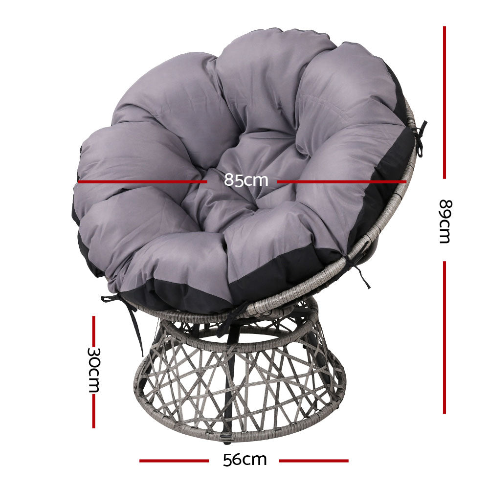 Outdoor Papasan Chairs Lounge Setting Patio Furniture Wicker Grey - Homecoze