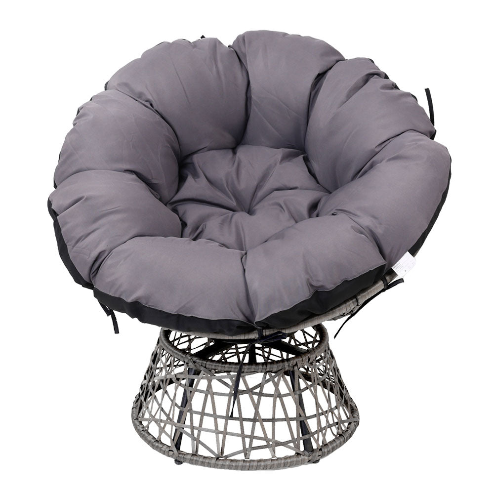 Outdoor Papasan Chairs Lounge Setting Patio Furniture Wicker Grey - Homecoze