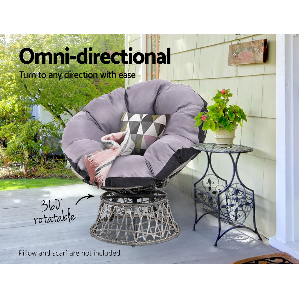 Outdoor Papasan Chairs Lounge Setting Patio Furniture Wicker Grey - Homecoze