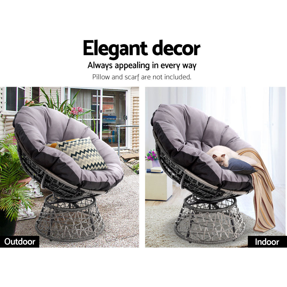 Outdoor Papasan Chairs Lounge Setting Patio Furniture Wicker Grey - Homecoze