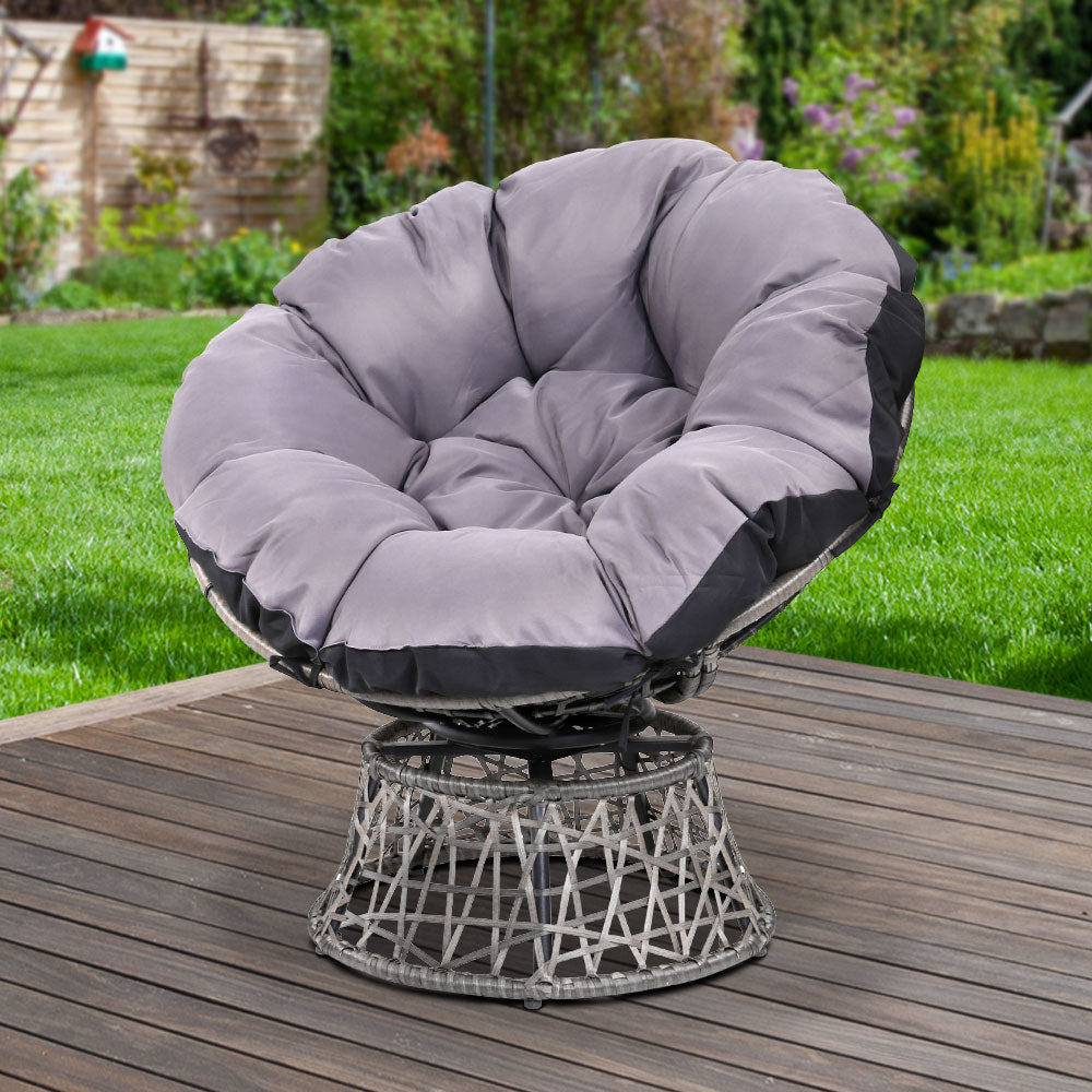 Outdoor Papasan Chairs Lounge Setting Patio Furniture Wicker Grey Homecoze