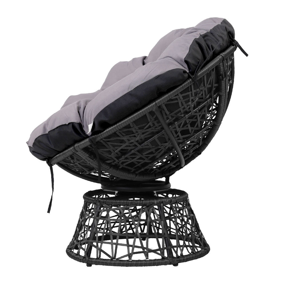 Outdoor Papasan Chairs Table Lounge Setting Patio Furniture Wicker Black - Homecoze