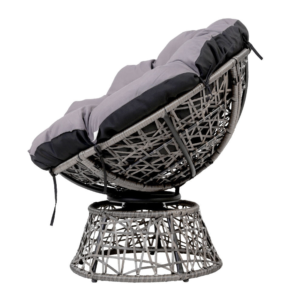 Outdoor Papasan Chairs Table Lounge Setting Patio Furniture Wicker Grey - Homecoze