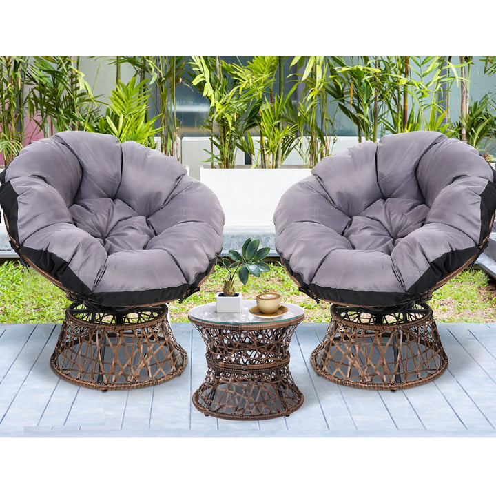 Outdoor Lounge Setting Papasan Chairs Table Patio Furniture Wicker Brown Homecoze