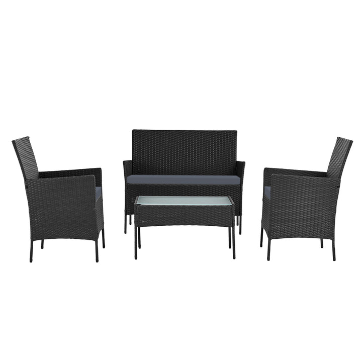 4 Piece Wicker Outdoor Patio Table & Chair Set - Black Homecoze