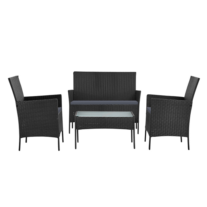 4 Piece Wicker Outdoor Patio Table & Chair Set - Grey Homecoze