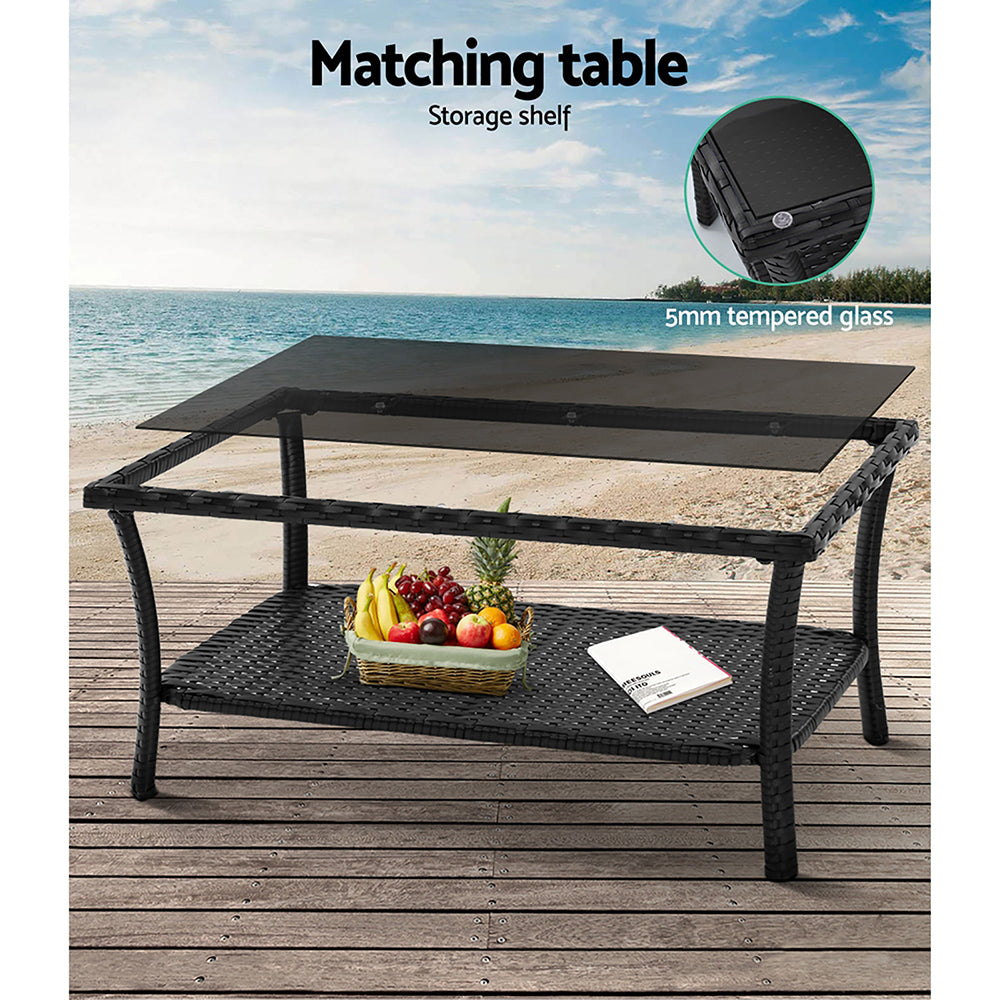 4 Piece Harp Style Wicker Outdoor Furniture Set - Black Homecoze