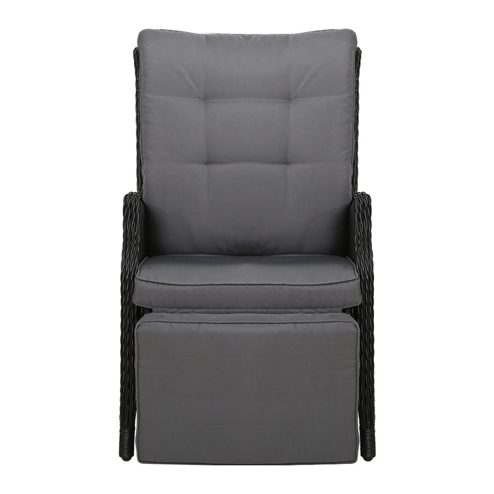 Wicker Reclining Sun Lounge Sofa Chair - Black & Grey Homecoze