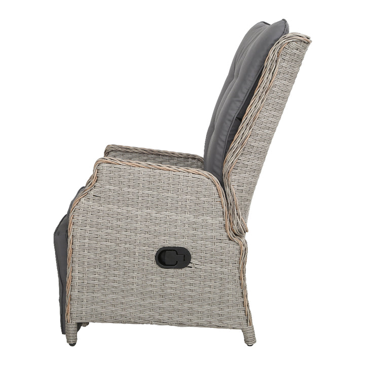 Wicker Reclining Sun Lounge Sofa Chair - Grey & Grey Homecoze