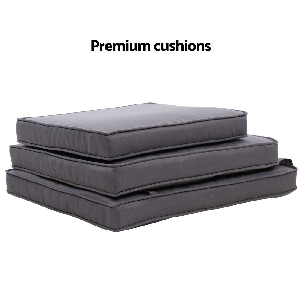 Modern Outdoor Recliner Chair & Ottoman Set - Grey - Homecoze