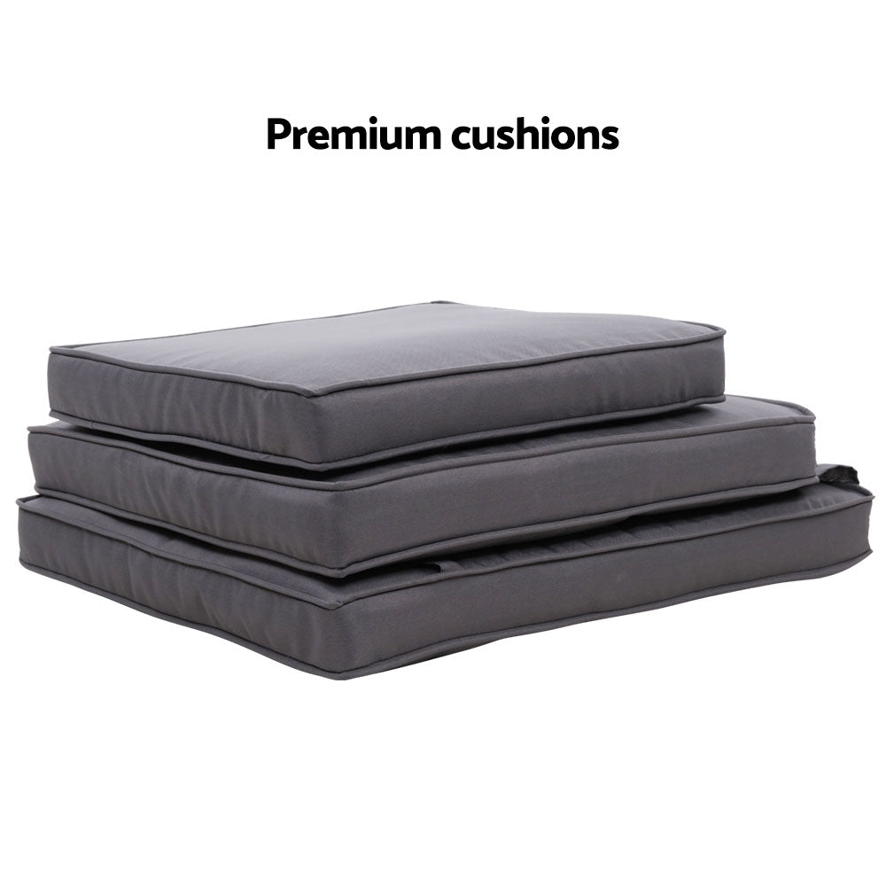 5PC Modern Outdoor Recliner Chairs & Ottoman Set - Black - Homecoze