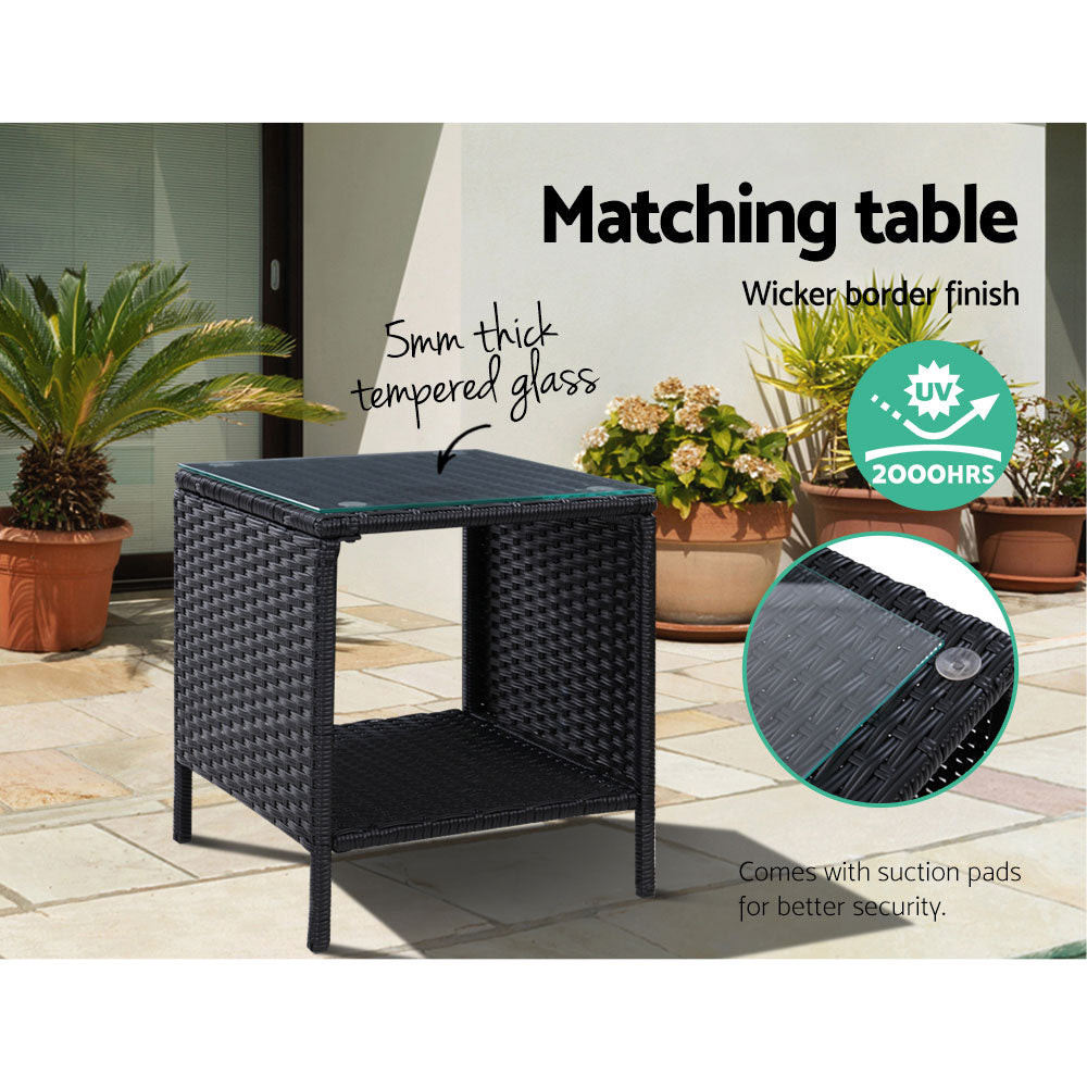 5PC Modern Outdoor Recliner Chairs & Ottoman Set - Black - Homecoze