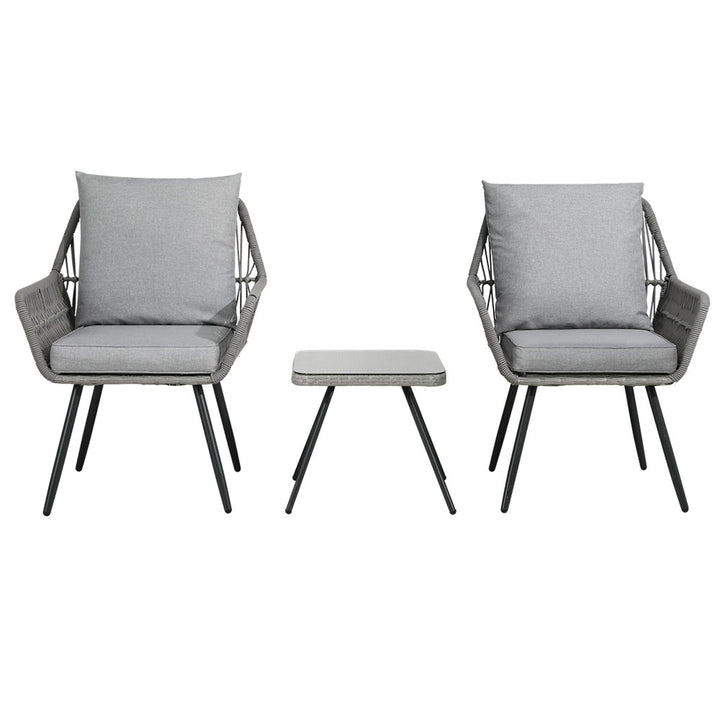 3 Piece Wicker Outdoor Furniture Bistro Setting - Grey Homecoze