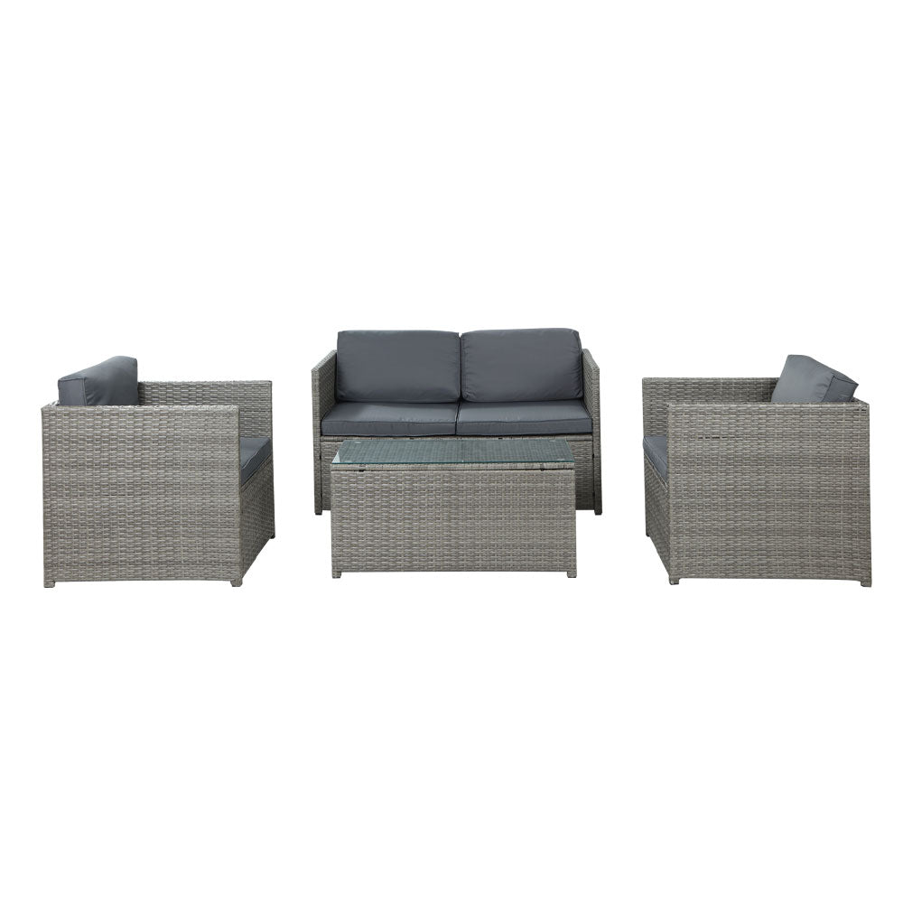 4PC Outdoor Patio Wicker Sofa & Chair Set - Mixed Grey Homecoze