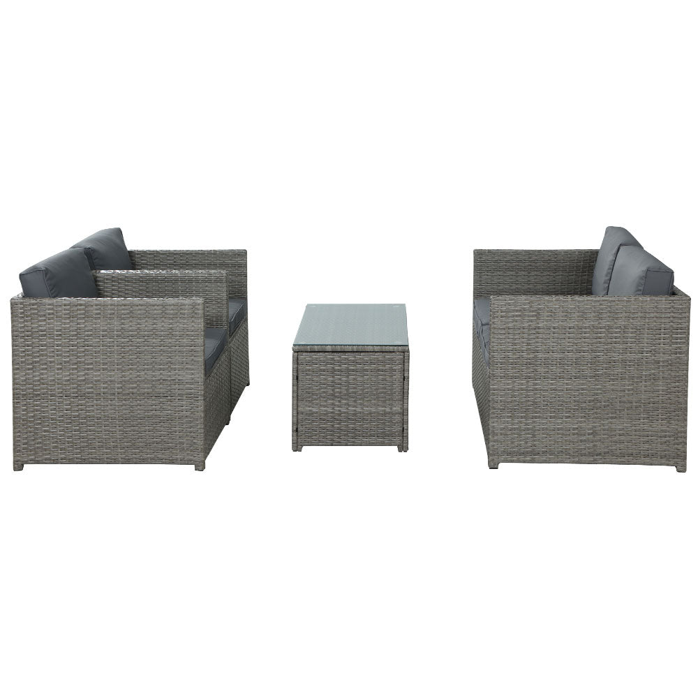 4PC Outdoor Patio Wicker Sofa & Chair Set - Mixed Grey Homecoze