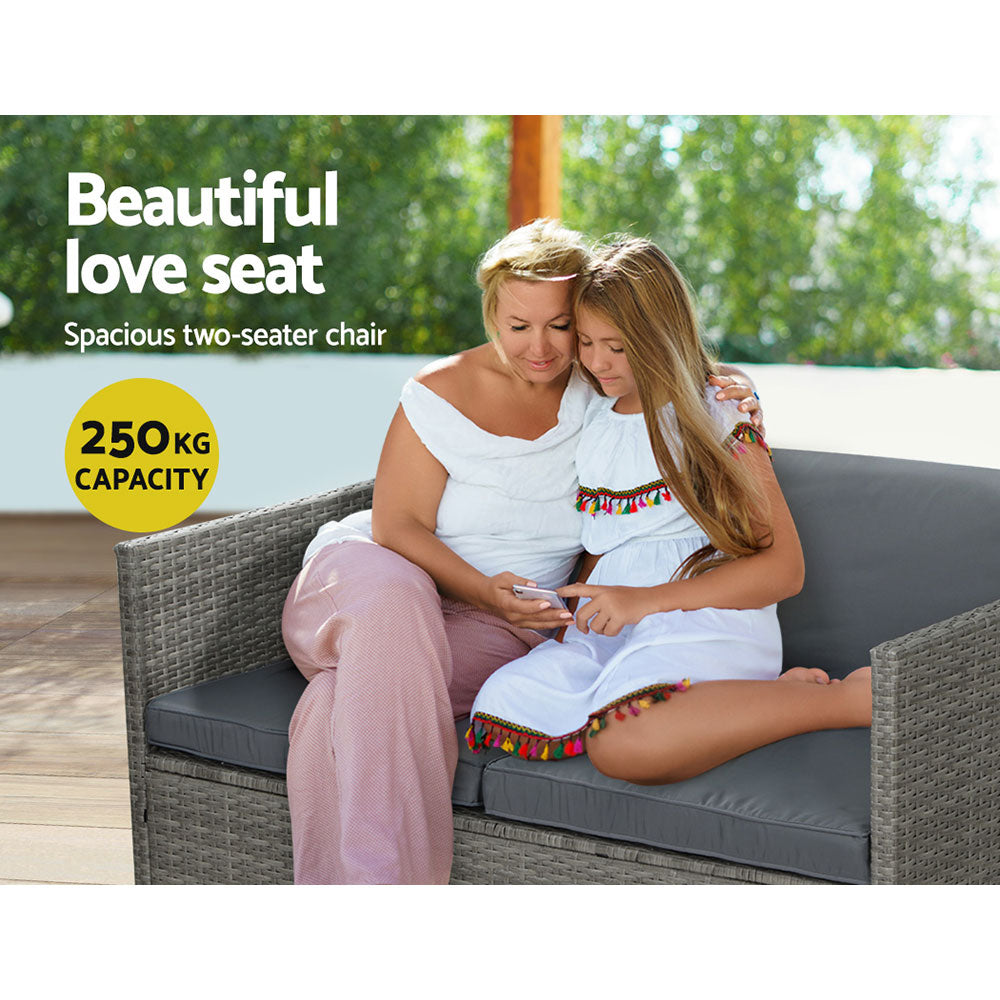 4PC Outdoor Patio Wicker Sofa & Chair Set - Mixed Grey Homecoze