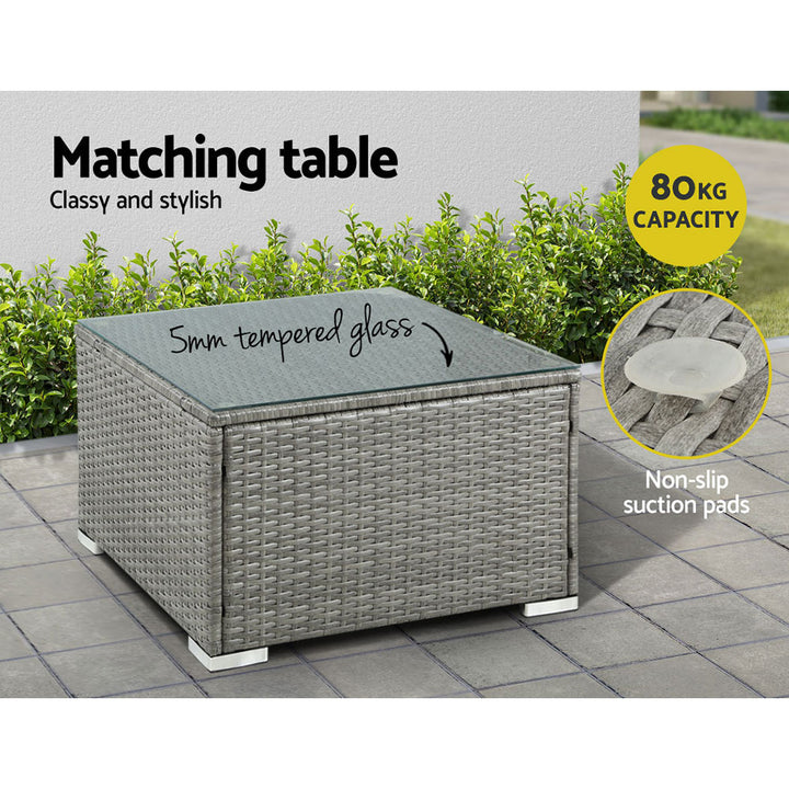 5PC Modular Outdoor Patio Wicker Lounge Set - Mixed Grey Homecoze