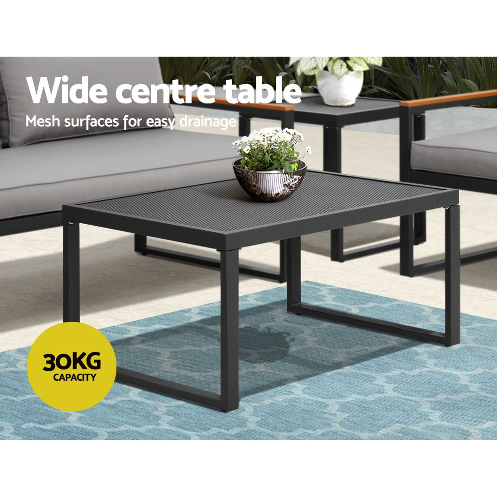 4 Piece Outdoor Furniture Lounge Chair & Sofa Bistro Setting - Black & Grey Homecoze
