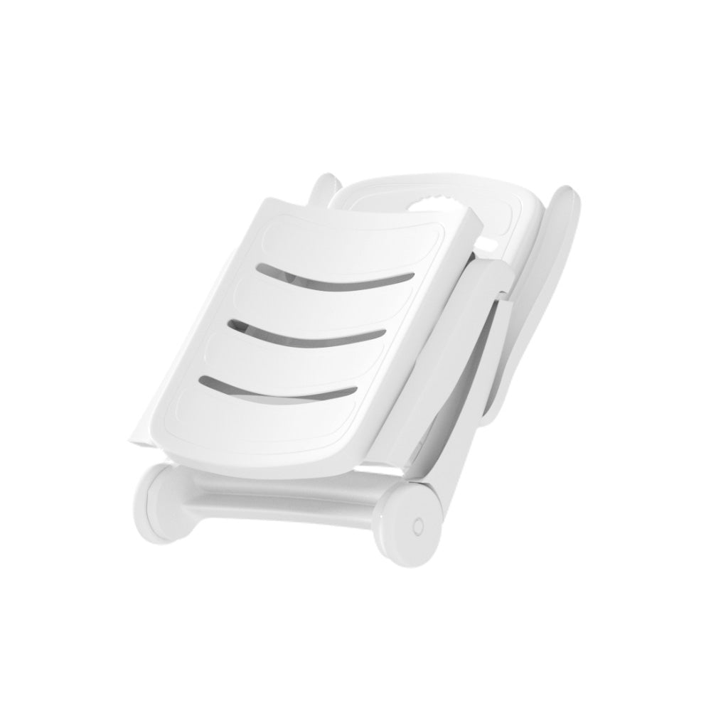 Outdoor Sun Lounger Folder Pool Lounge Chair with Wheels - White Homecoze