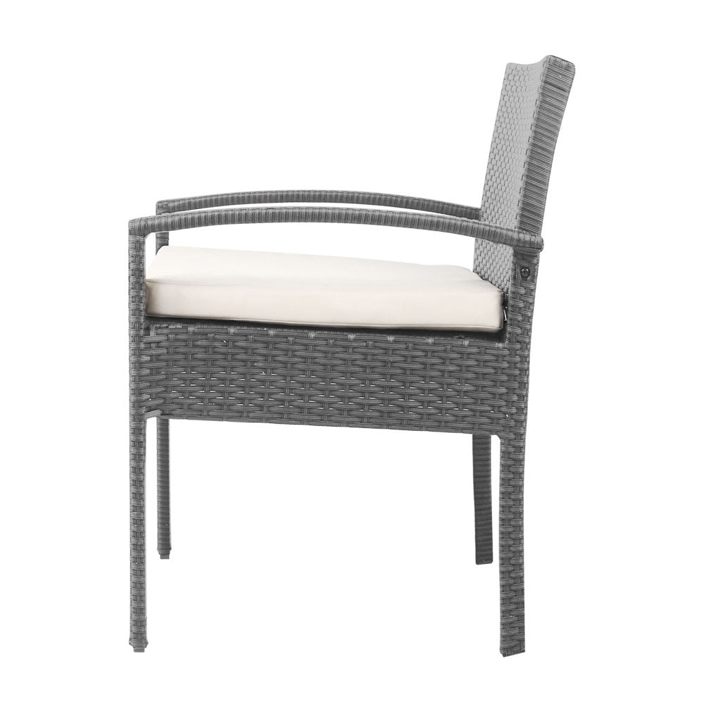 Wicker 3-piece Outdoor Bistro Set - Grey - Homecoze