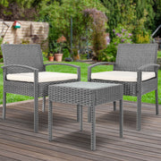 Wicker 3-piece Outdoor Bistro Set - Grey - Homecoze