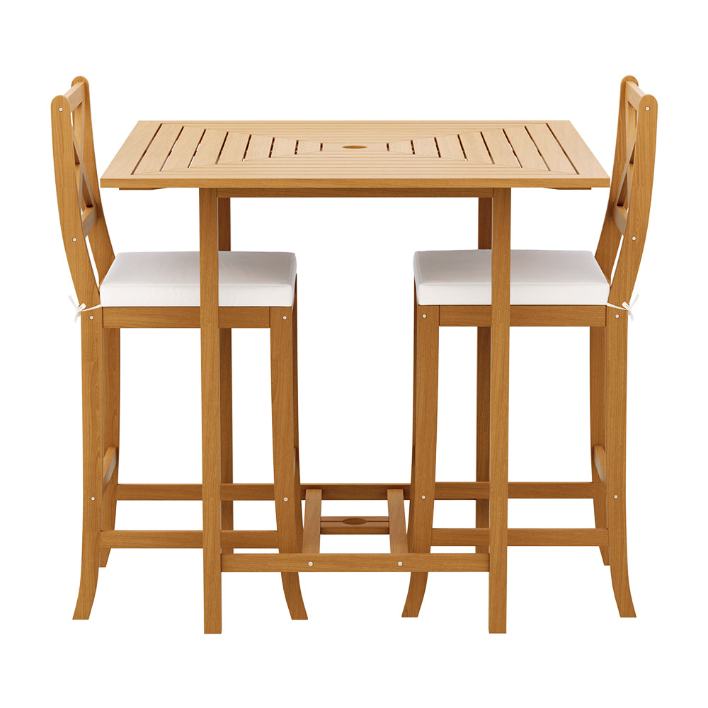 Outdoor Patio Bar Table and 4 Chair Stool Set Dining Furniture Acacia Wood Homecoze