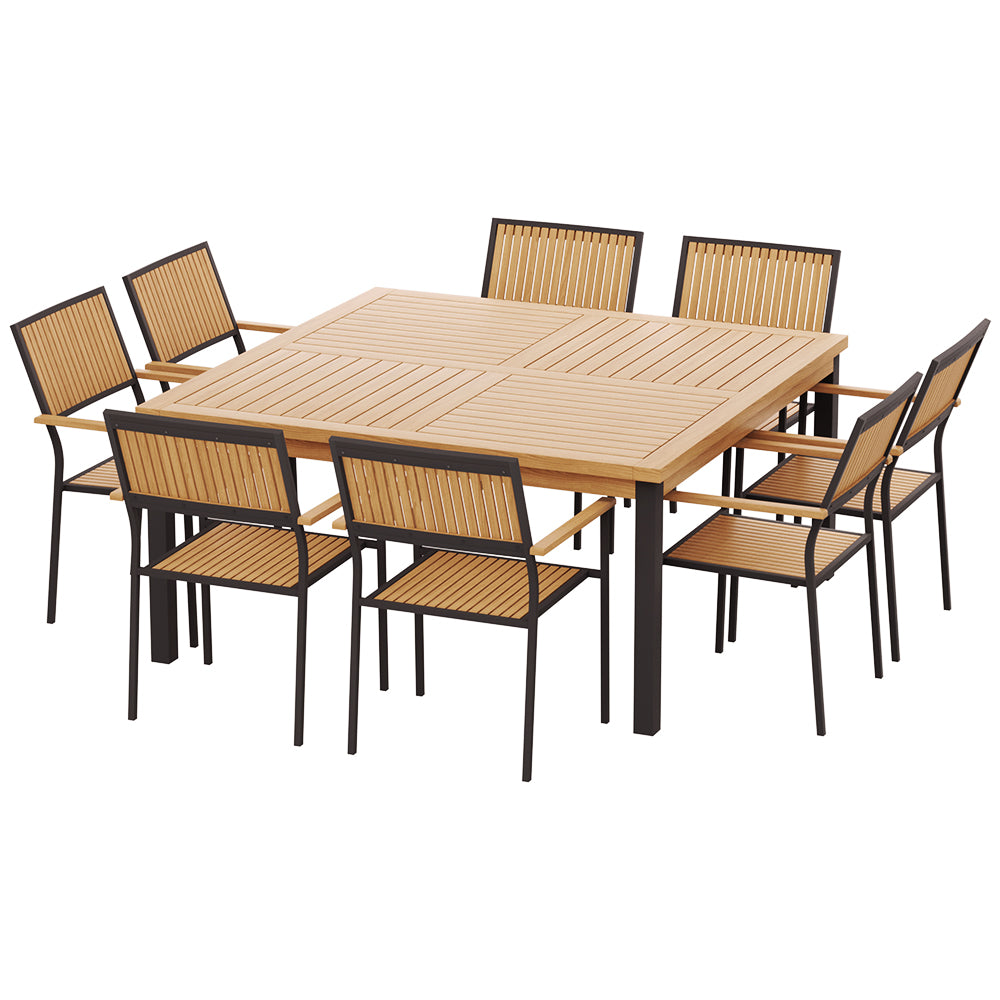 8 Seater Outdoor Furniture Dining Table and Chair Patio Set Acacia Wood Homecoze