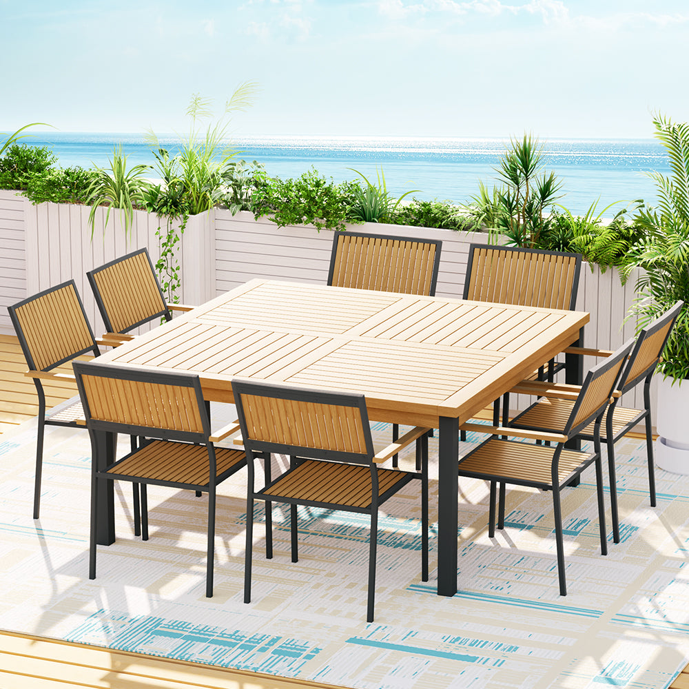 8 Seater Outdoor Furniture Dining Table and Chair Patio Set Acacia Wood Homecoze